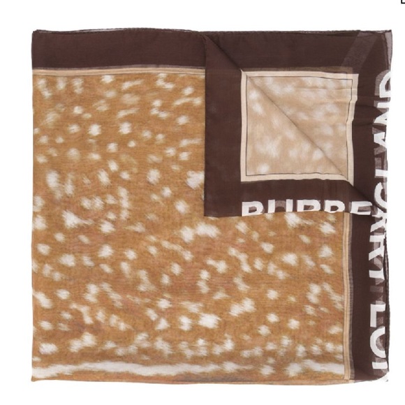 BURBERRY, Brown Spotted Deer Print Scarf , Unisex - Picture 2 of 11